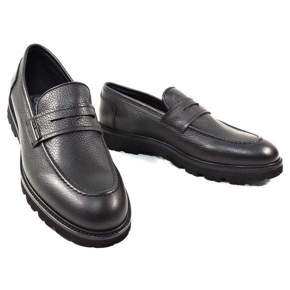CASADEI 🇮🇹 MEN'S BLACK SOFT LEATHER COMFORT PENNY LOAFERS - Picture 1 of 8